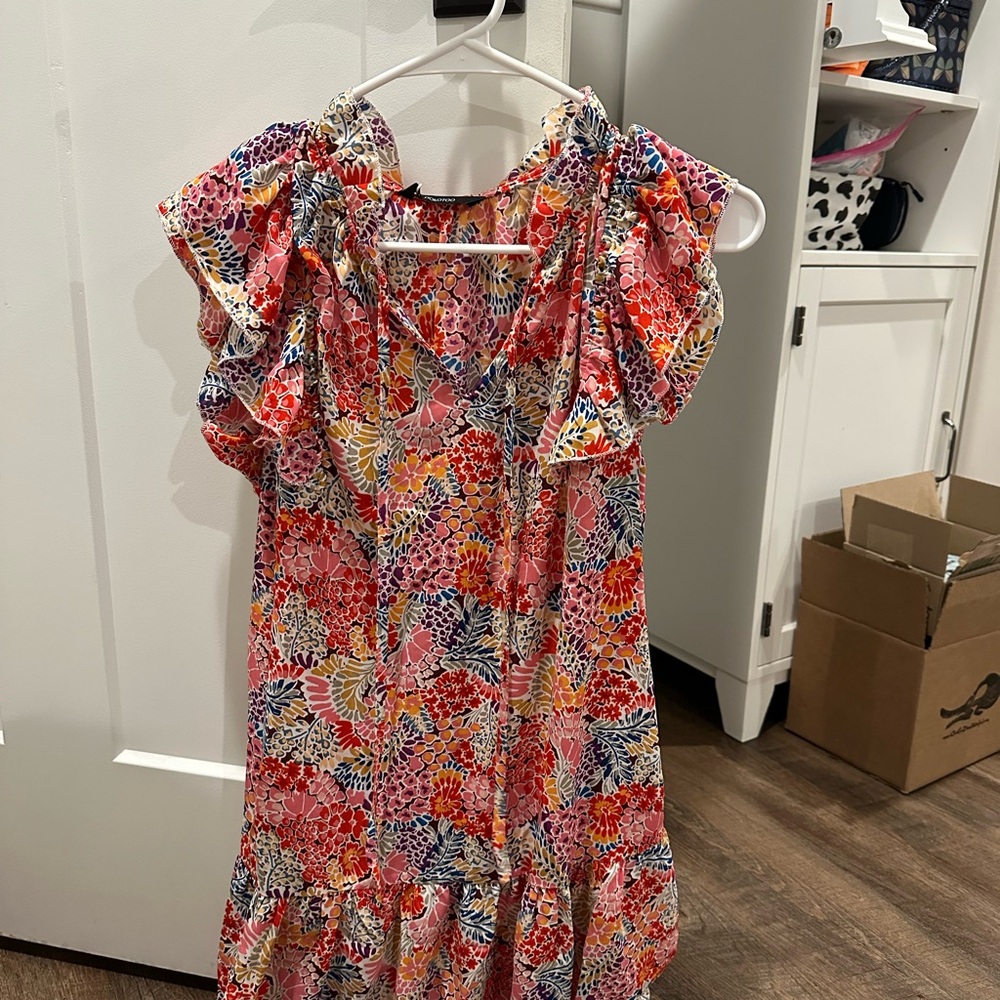 Colorful Floral Ruffle Dress